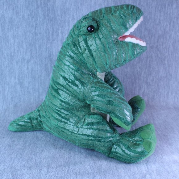Dinosaur Plush Stuffed Textured Skin Toy Dino Green 11" Sitting - Picture 5 of 9